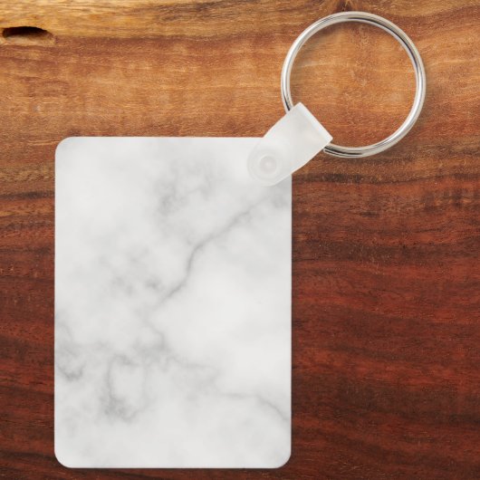 Porte-clés White Marble Modern Script Personalized Name Keych (Verso)