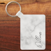Porte-clés White Marble Modern Script Personalized Name Keych (Recto)