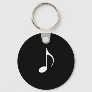 Porte-clés White Music 8th Note sur l'arrière - plan noir