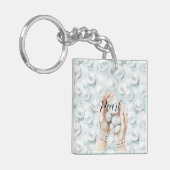 Porte-clés White Ocean Seafoam Blue Shells Pearls (Devant gauche)