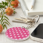 Porte-clés White polka crosses on fuchsia (Devant droit)