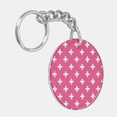 Porte-clés White polka crosses on fuchsia (Devant gauche)