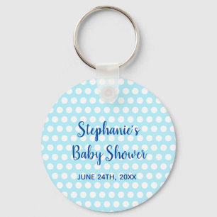 Porte-clés White Polka Dots Teal Blue Girl Boy Baby Shower