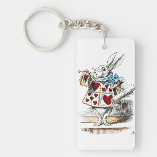 Porte-clés White Rabbit Alice Wonderland Hearts (Devant)