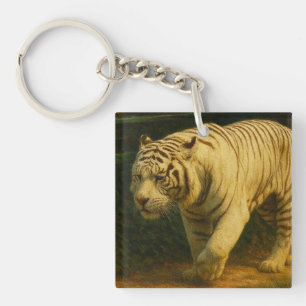 Porte-clés White Tiger Majesty - Stylisé Art de la faune