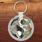 Porte-clés White tiger versus green dragon in the yin yang (Recto)