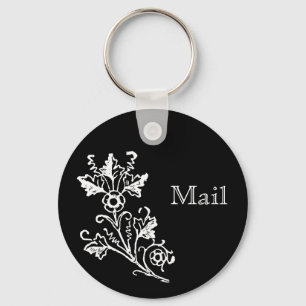 Porte-clés White Vintage Floral Etching Custom Mail Keychain