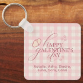 Porte-clés Wholesome Cute Pink Check Typography Galentines (Recto)