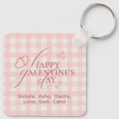 Porte-clés Wholesome Cute Pink Check Typography Galentines (Dos)