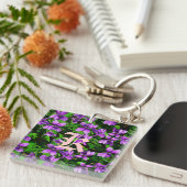Porte-clés WI State Flower Wood Violet Mosaic (Devant Droit)