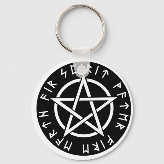 Porte-clés Wiccan Black Runic Pentagram (Recto)