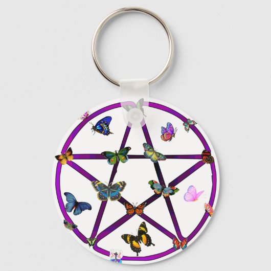 Porte-clés Wiccan Star et Butterflies (Recto)