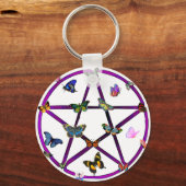 Porte-clés Wiccan Star et Butterflies (Recto)