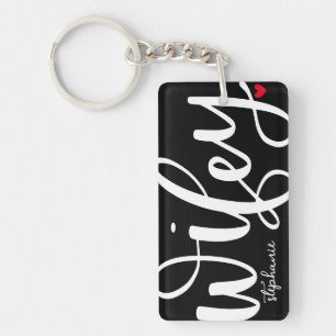 Porte-clés Wifey   Design de texte blanc avec photo