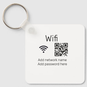 Porte-clés Wifi password sign add Q R code here details here 