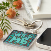 Porte-clés Wild me Dalmatien Conception Brown et Turquoise (Devant Droit)
