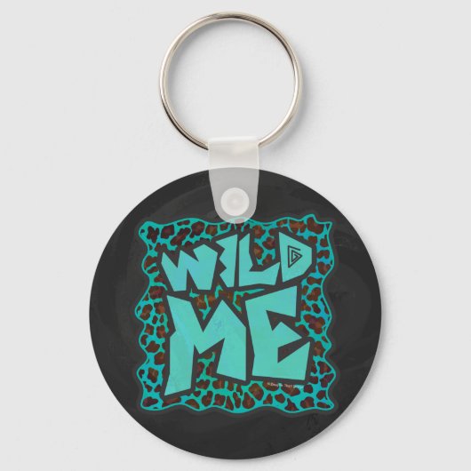 Porte-clés Wild Me Design léopard Brown et Turquoise (Recto)