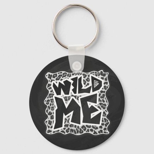 Porte-clés Wild Me Leopard blanc et noir (Recto)