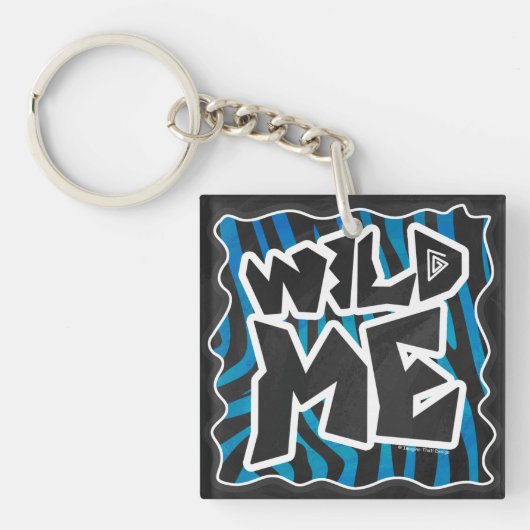 Porte-clés Wild Me Zebra Noir et Bleu (Devant)