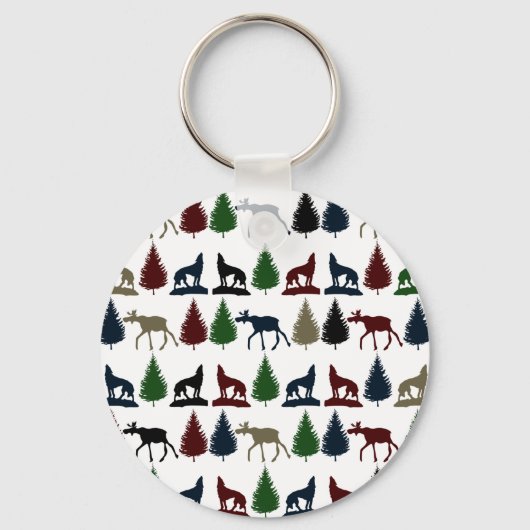 Porte-clés Wild Moose Wolf Wilderness Mountain Cabin Rustic (Recto)