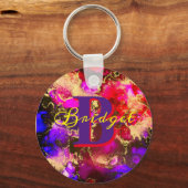 Porte-clés Wild Purple and Fuscia Alcohol Ink (Recto)