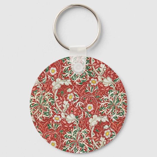 Porte-clés William Morris Algue Antique Fleur Rouge Vert (Recto)