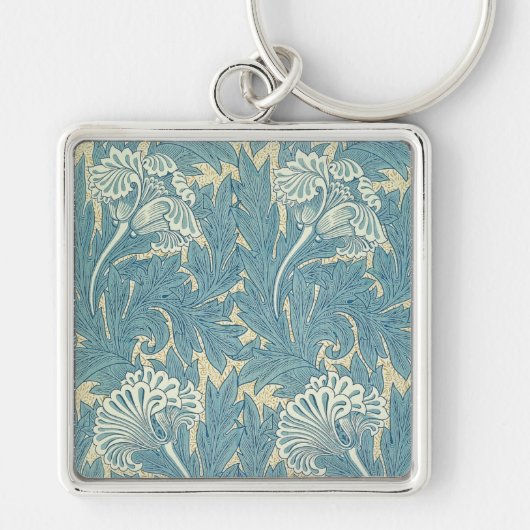 Porte-clés William Morris Classique Tulipe Bleu Floral (Devant)