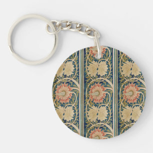 Porte-clés William Morris Fleurs Roses Broderie de Soie Antiq