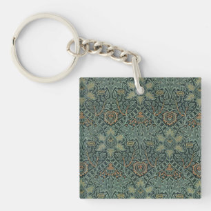 Porte-clés William Morris Ispahan Vert sarcelle Floral Art