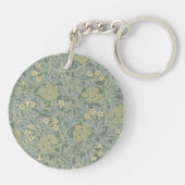 Porte-clés William Morris Jasmine Bleu Vert Art Botanique (Dos)