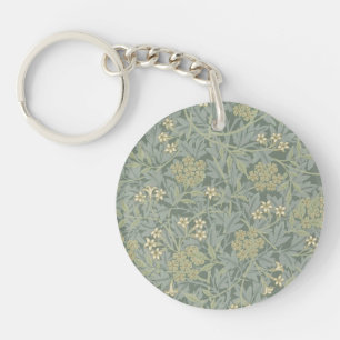 Porte-clés William Morris Jasmine Bleu Vert Art Botanique