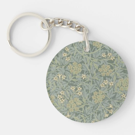 Porte-clés William Morris Jasmine Bleu Vert Art Botanique (Devant)