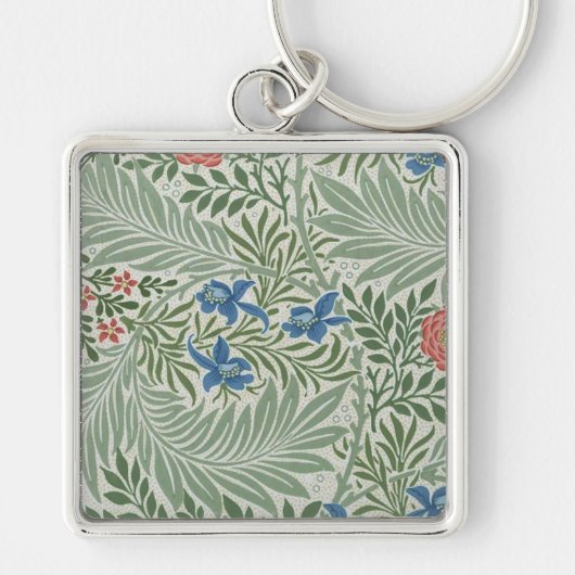 Porte-clés William Morris Larkspur Floral Vert rose bleu (Devant)