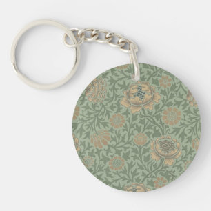 Porte-clés William Morris motif floral Grafton vert sauge