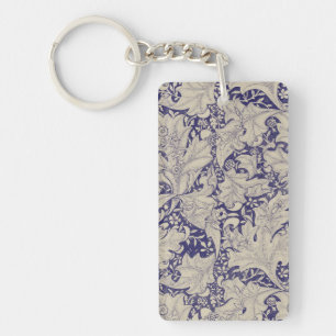 Porte-clés William Morris Motif Giroflée Bleu Antique