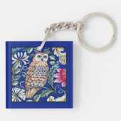 Porte-clés William Morris Owl Tapestry, Beige et Cobalt Blue (Dos)