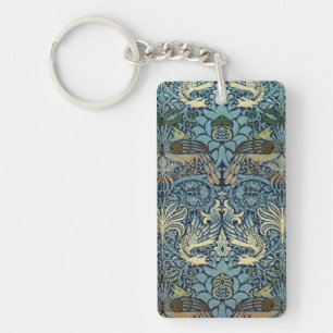 Porte-clés William Morris Paon et Dragon Tissé