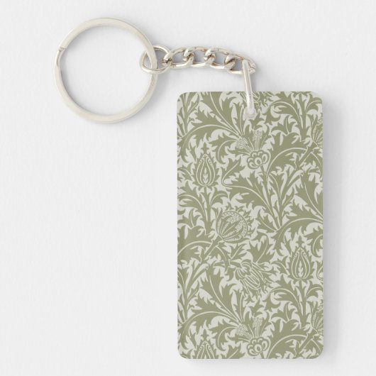 Porte-clés William Morris Thistle Sage Green Motif (Devant)