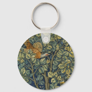 Porte-clés William Morris Vintage Faisan Écureuil Fleur