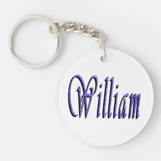 Porte-clés William Nom Dans Blue Sparkle, (Devant)