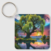 Porte-clés Willow tree under Pleine lune N Starry ciel Sunset (Recto)