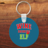 Porte-clés Wine Drinking Elf Christmas Family Matching Group  (Recto)