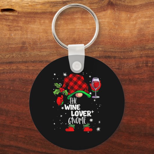 Porte-clés Wine Lover Gnome Red Buffalo Plaid Matching Family (Recto)