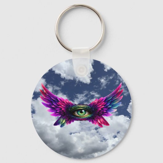 Porte-clés Winged Protection Eye – Round Intention Keychain (Recto)