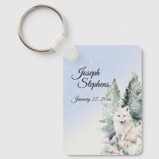 Porte-clés Winter Forest Watercolor Keychain (Recto)