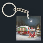 Porte-clés Winter French Bulldog Caravan Christmas Adventure<br><div class="desc">Laissez-vous tenter par la magie d'une nuit d'hiver enneigée alors qu'une caravane glisse gracieusement à travers le paysage illuminé par la lune. La beauté sereine de la neige scintillante et l'éclat enchanteur de la lune créent une scène captivante, promettant une aventure de Noël inoubliable remplie de chaleur, de joie et...</div>