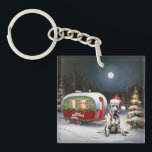 Porte-clés Winter Great Dane Caravan Christmas Adventure<br><div class="desc">Laissez-vous tenter par la magie d'une nuit d'hiver enneigée alors qu'une caravane glisse gracieusement à travers le paysage illuminé par la lune. La beauté sereine de la neige scintillante et l'éclat enchanteur de la lune créent une scène captivante, promettant une aventure de Noël inoubliable remplie de chaleur, de joie et...</div>