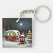 Porte-clés Winter Rottweiler Caravan Christmas Adventure (Dos)