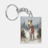 Porte-clés Wirefox Terrier Chien de Noël de neige (Devant gauche)