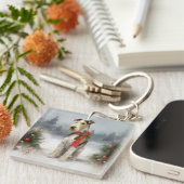 Porte-clés Wirefox Terrier Chien de Noël de neige (Devant Droit)